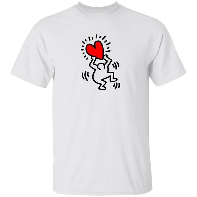 Keith Haring Pop Shop Figure Holding A Heart T Shirt Figure Holding A Heart Keith Haring Pop Shop White Shirt