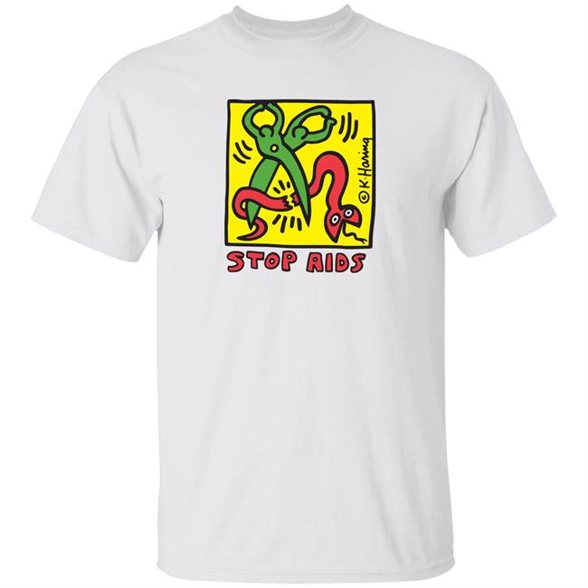 Keith Haring Pop Shop Stop Aids T Shirt Stop Aids Keith Haring Pop Shop White Shirts