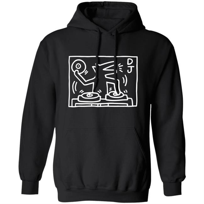 Keith Haring Pop Shop Dj Dog Hoodie Dj Dog Keith Haring Pop Shop Black Hooded Sweatshirt