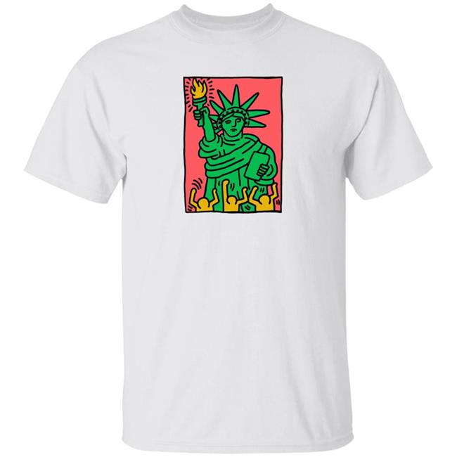 Keith Haring Pop Shop Green Liberty Shirt Green Liberty Keith Haring Pop Shop White Shirts
