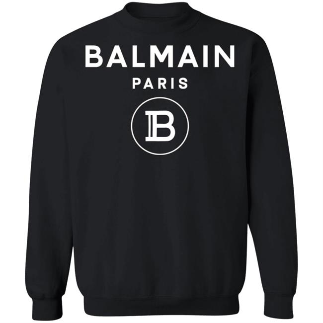 Balmain Paris Logo Shirt Black cotton T-shirt with white Balmain Paris logo Balmain Paris Logo Shirt Black cotton T-shirt with white Balmain Paris logo