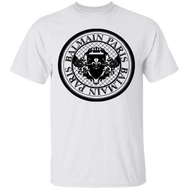 Balmain Paris Medallion Shirt with Balmain Medallion Print White T Shirts