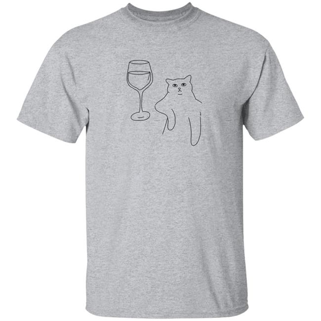 Wine Cat T Shirt Poorly Drawn Cats