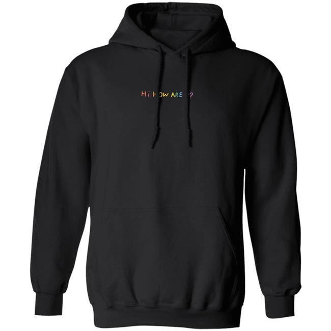 Hannah Stocking Hi How Are U? Black With Rainbow Hoodie I'm Good Thanks Lil Shop