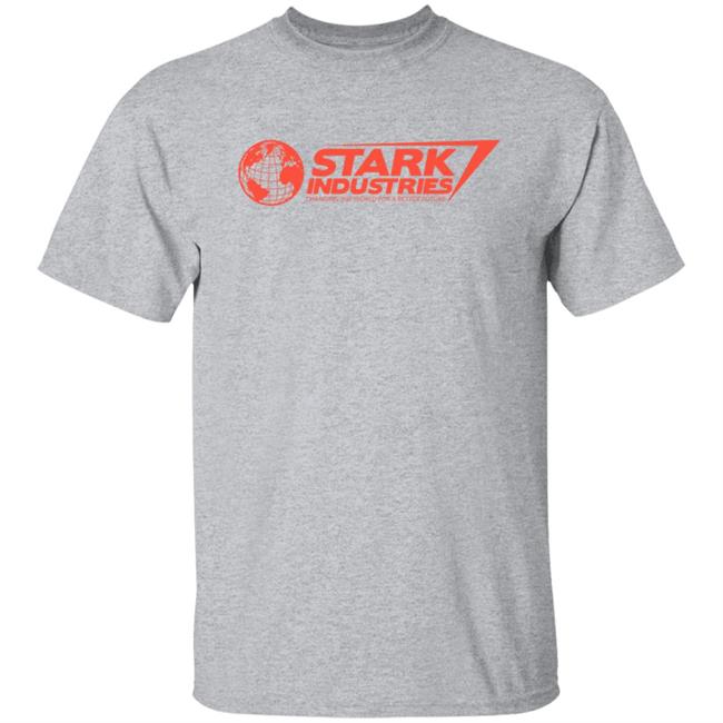 Stark Industries Changing The World For A Better Future Corporate Logo Iron Man Mens T Shirt