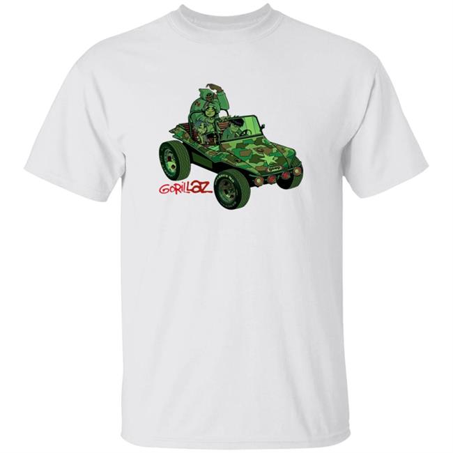 Gorillaz Merch Group Green Geep White T Shirt