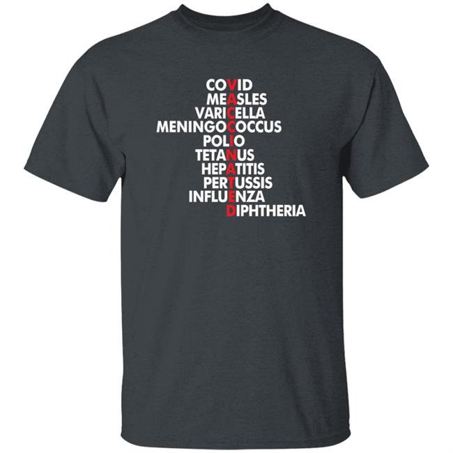 Vaccinated Covid Measles Varicella Meningoccus Polio Tetanus Hepatitis Pertussis Influenza Diphtheria T Shirt Deborah Greenhouse Vaccines Work