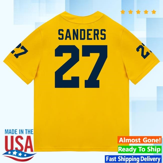 Michigan Wolverines #27 Jayden Sanders Student Athlete Maize Football Jersey Shirt The M Den Shop