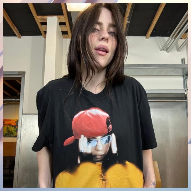 Billie Eilish Glasses Hit Me Hard And Soft Tour 2025 Black T Shirt