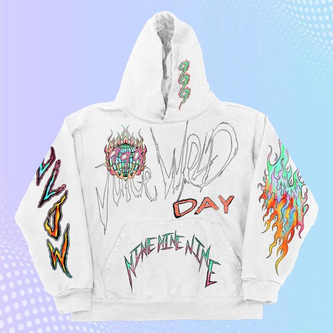 Official 999 Club Juice Wrld Merch Store Up In Flames Hooded Sweatshirt White 999Club Clothing Juicewrld