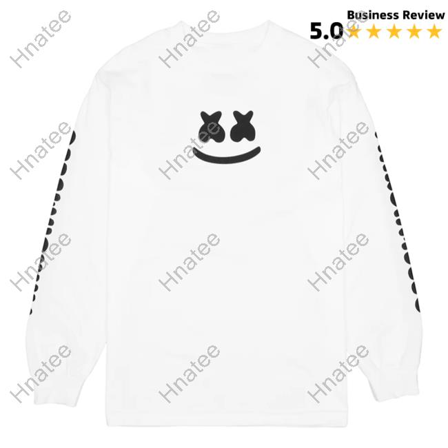 Official Marshmello Music Clothing Store Shop Smile Bar L/S Crewneck White Marshmellomusic Merch