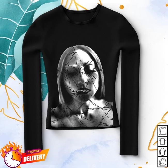 Official Lady Gaga Merch Store Lady Gaga Broken Glass Fitted LS Tee Ladygaga