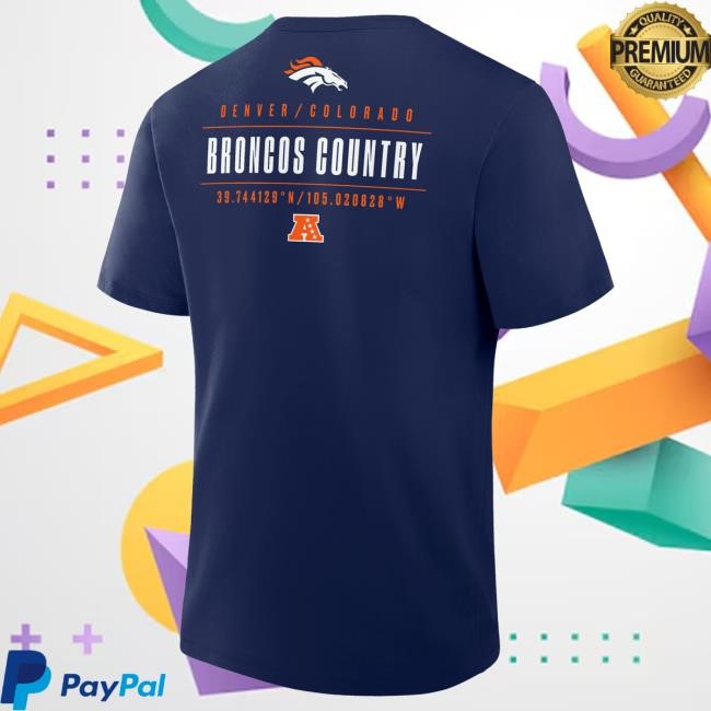 Official Denver Broncos Apparel Men's Fanatics Navy Denver Broncos Passing Pocket Legacy New Shirt DenverBroncos