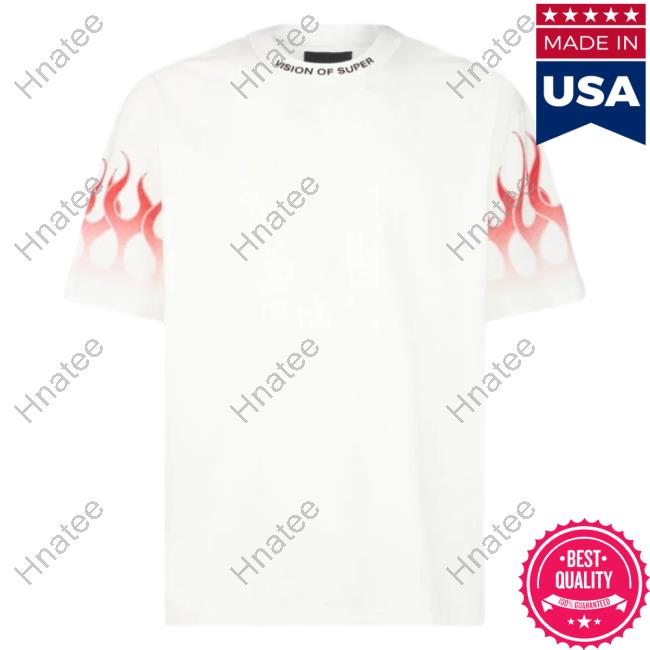 Official Vision Of Super White Shirt 2023 With Red Gradient Flames