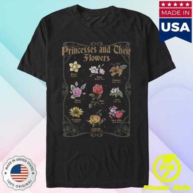 Official Disney Merch Disney Princess Flowers New Shirt for Adults