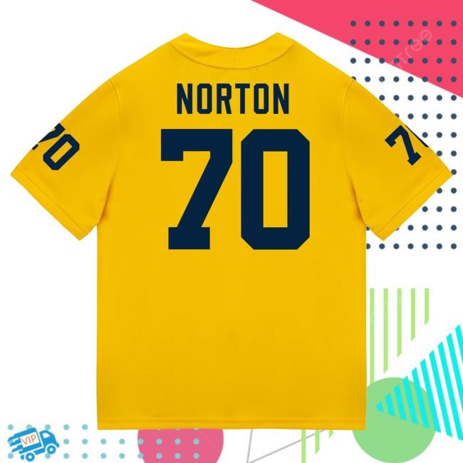 Michigan Wolverines #70 Brady Norton Student Athlete Maize Football Jersey Tshirt The M Den Shop
