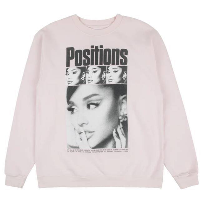 Official Ariana Grande Merch Store Ariana Grande positions rewind pink Crewneck Ariana Grande Apparel Clothing Shop ArianaGrande