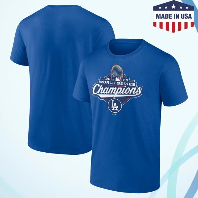 Official Men's Los Angeles Dodgers Fanatics Royal 2025 World Series Champions Official Logo Top Shirt Mlb Shop