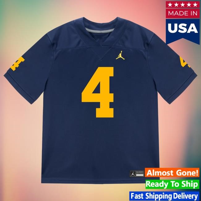 The M Den Michigan Wolverines #4 Andrew Marsh Student Athlete Blue Football Jersey Hot Shirt