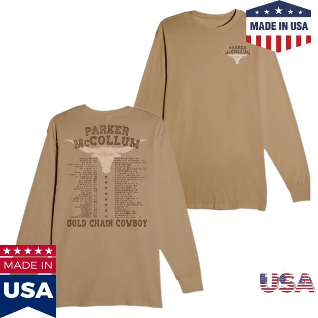 Official Parker Mccollum Merch Shop 2024 Long Sleeve Shirt Gold Chain Cowboy Tour ParkerMccollum