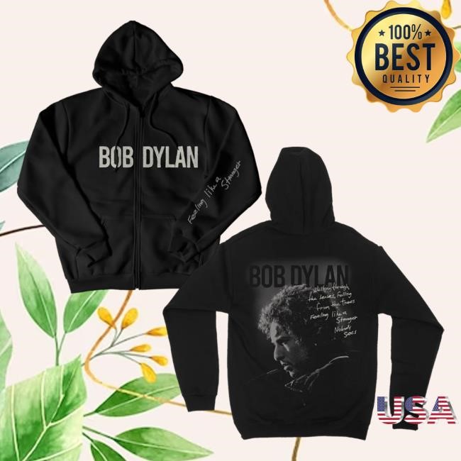 Official Bob Dylan Merch Store Feeling Like A Stranger Zip Up Hoodie Bob Dylan