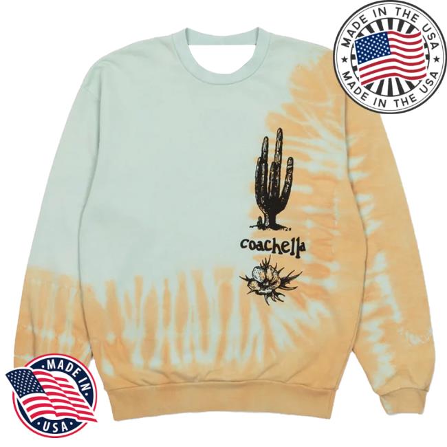 Official Coachella Merch Store Shop Blue/Peach Dye Crew