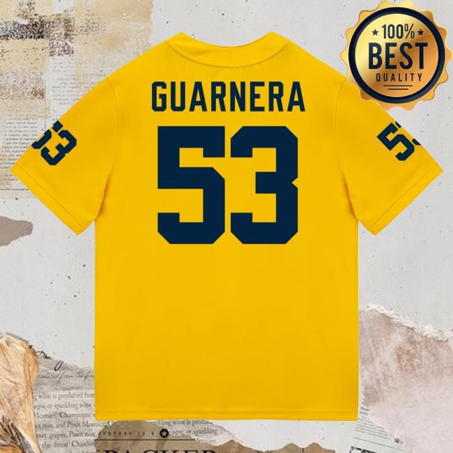 The M Den Michigan Wolverines #53 Jake Guarnera Student Athlete Maize Football Jersey Shirt
