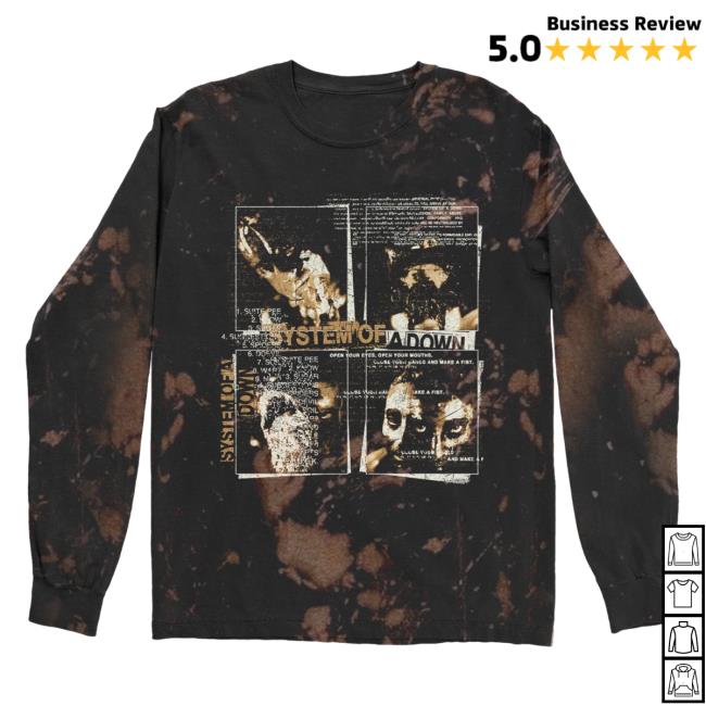 Official System Of A Down Merch Store Shop Merch System Of A Down Self-Titled Painted Faces Bleach-Dye Long-Sleeve