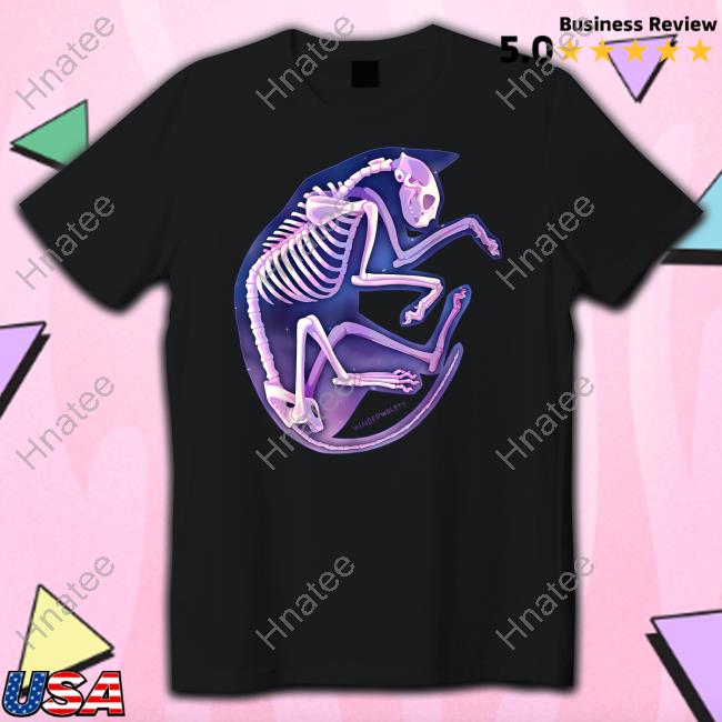 Official Wingedwolf94 Skeleton Galaxy Cat Tee Shirt