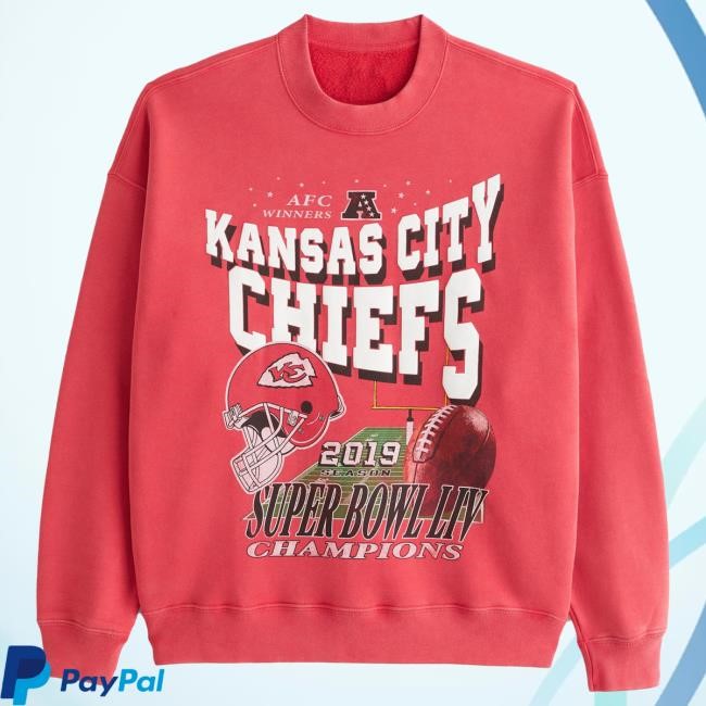 Official Abercrombie And Fitch Clothing Kansas City Chiefs Graphic Crew Neck Sweatshirt NFL by Abercrombie