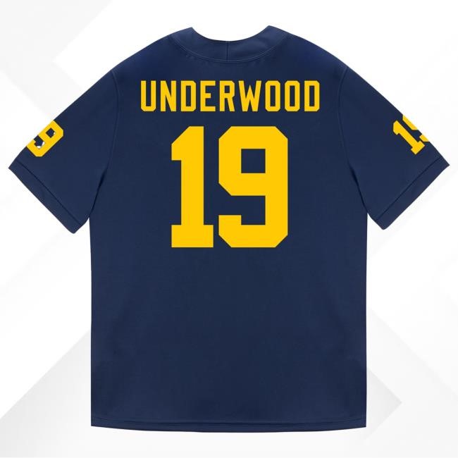 The M Den Michigan Wolverines #19 Bryce Underwood Student Athlete Blue Football Jersey Tees