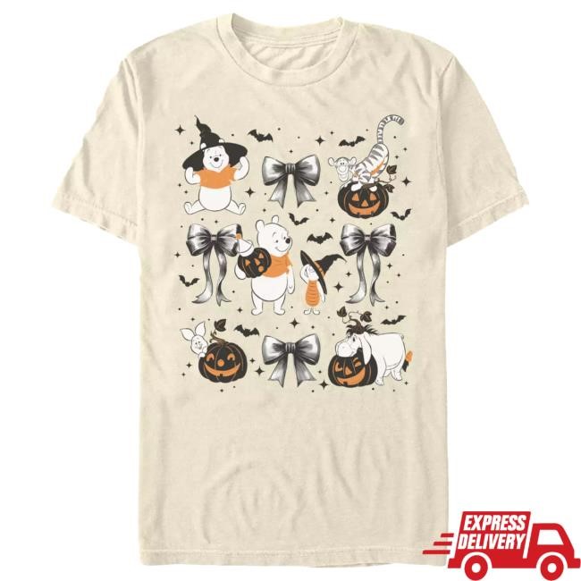 Official Disney Merch Winnie the Pooh and Pals Halloween ''Bows'' Tees for Adults