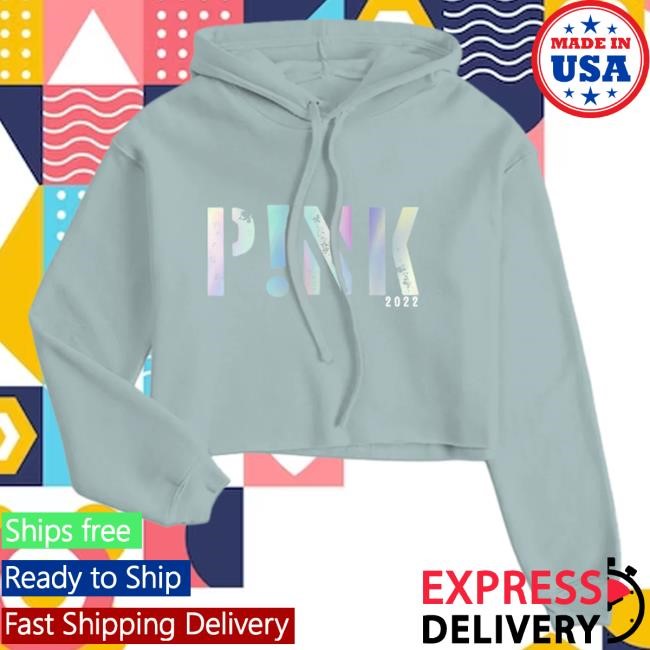 Official Pink Merch P!NK Foil Logo Sage Cropped Crew neck