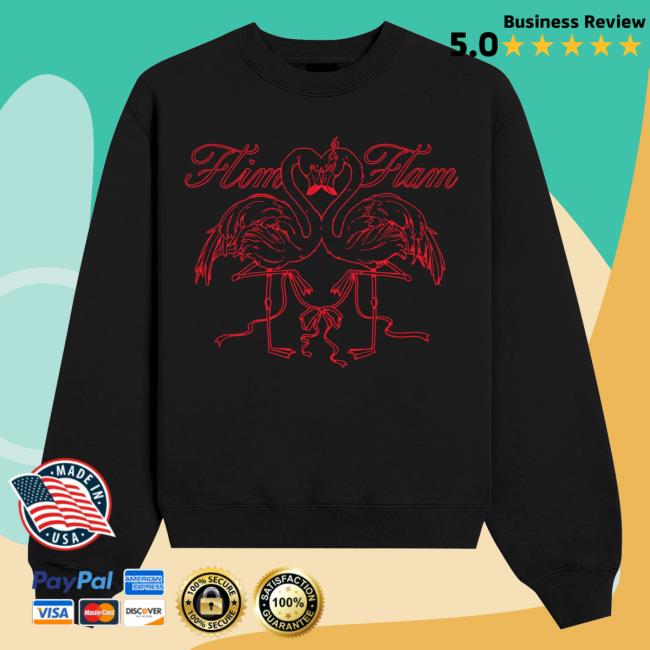 Official The Official Flim Flam Shop Merch Store – Flamingo Love Birds Popover Sweatshirt Black