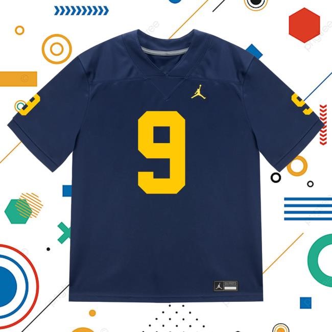 The M Den Michigan Wolverines #9 Cameron Brandt Student Athlete Blue Football Jersey Tshirt