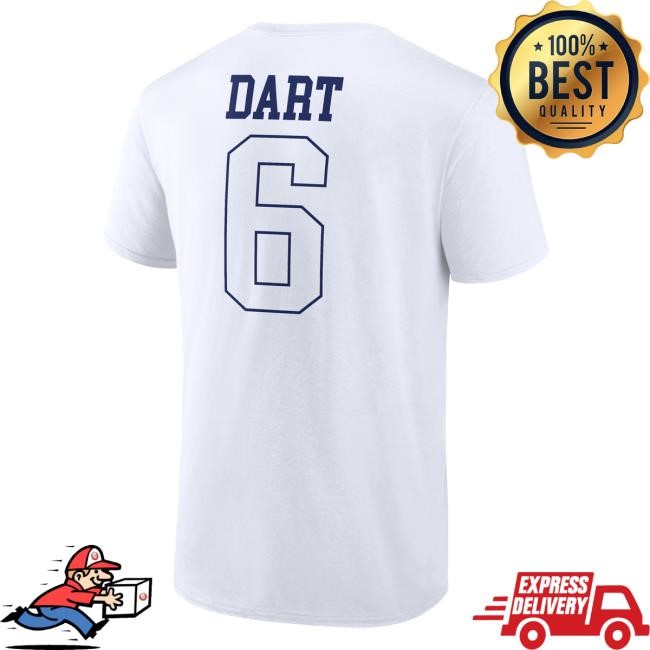 Official New York Giants Bulls Store Men's Jaxson Dart White New York Giants Tonal Name & Number Hot Shirt NewYorkGiants