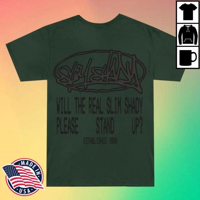 Official Eminem Store Merch Eminem Plz Stand Crewneck Sweatshirt (Green) Slim Shady