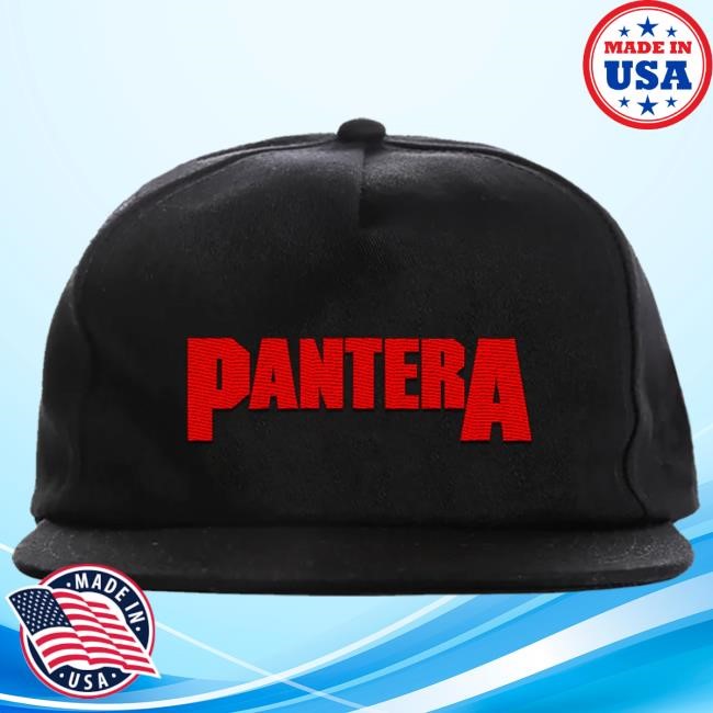 Official Pantera Merch Store Shop Pantera Embroidered Red Pantera Logo Snapback Hat