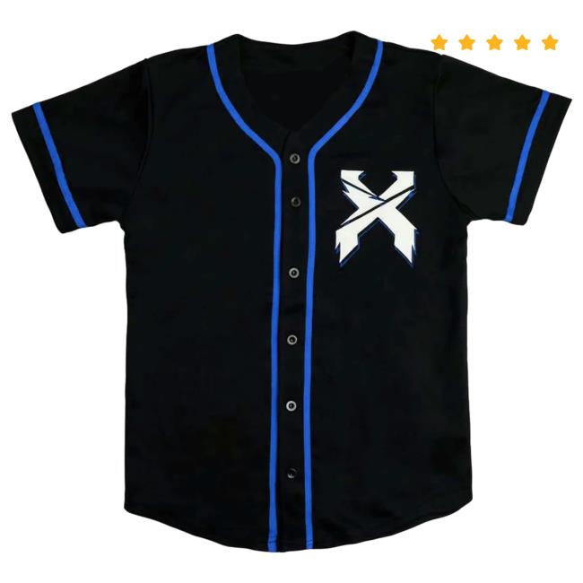 Official Excision Merch Headbanger Baseball Jersey New Shirt (Black/Blue)
