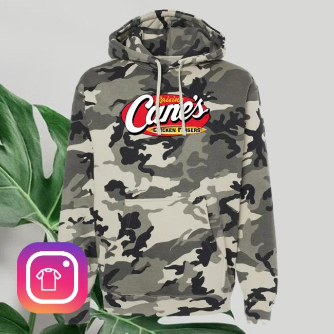 Official Canes Merch Store Raising Cane's Gear Comfy Camo Hoodie Snow Camo Canes Apparel Clothing Shop