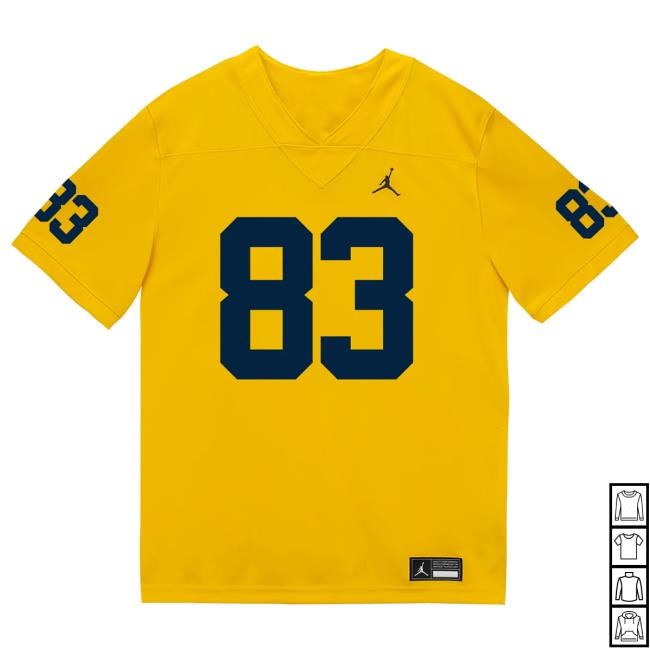 Official The M Den Michigan Wolverines #83 Zack Marshall Student Athlete Maize Football Jersey Tee