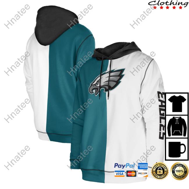 Official PhiladelphiaEagles Clothing Merch Store Shop New Era Midnight Green/White Philadelphia Eagles Third Down Split Raglan Hoody