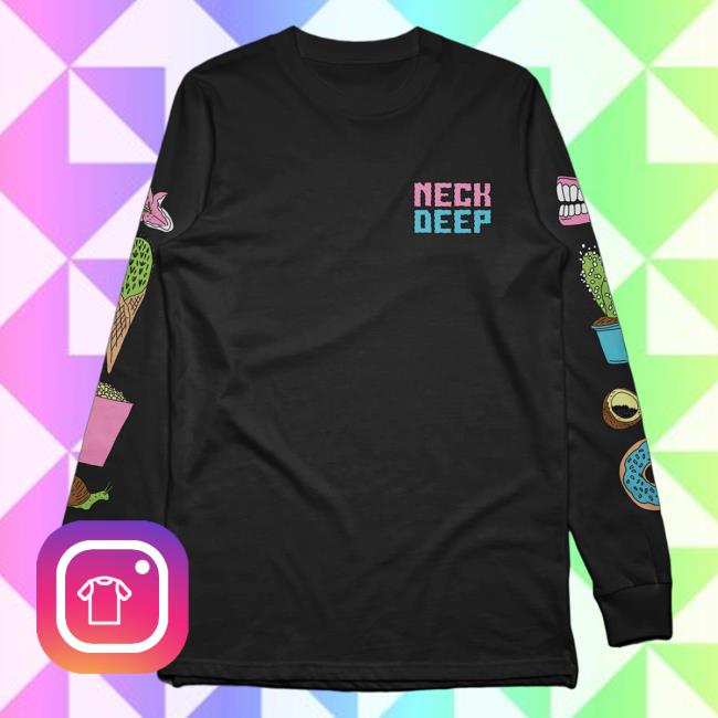 Official Hopeless Records Merch Neck Deep In Bloom Icons Black Long Sleeve Tees HopelessRecords