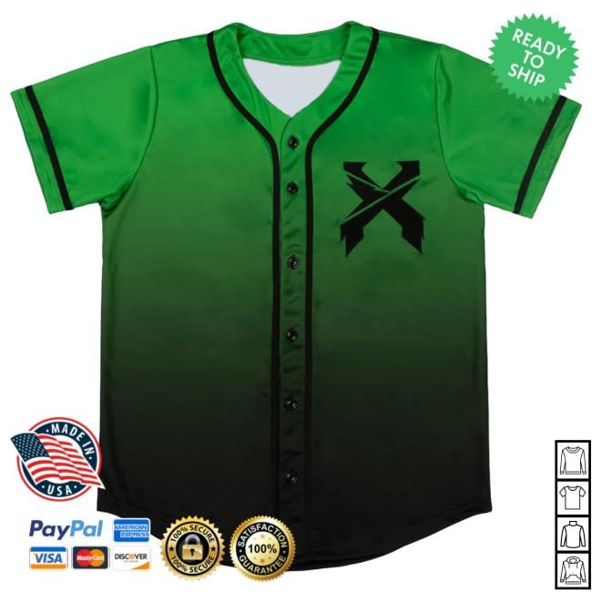 Official Excision Merch Headbanger Baseball Jersey Shirt 2024 (Green/Black Gradient)