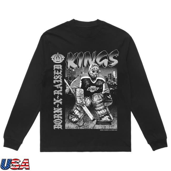 Official Born X Raised Merch Store Shop Born X Raised + Kings Goalie L/S T Shirt: Black BornxRaised