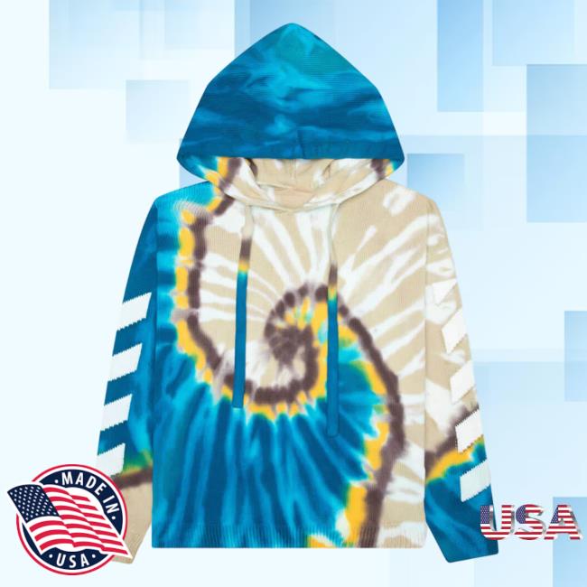 Official Feature Merch Store Shop Off-White C/O Virgil Abloh Diag Tie Dye Hooded Sweatshirt - Bone/White Feature Apparel Clothing