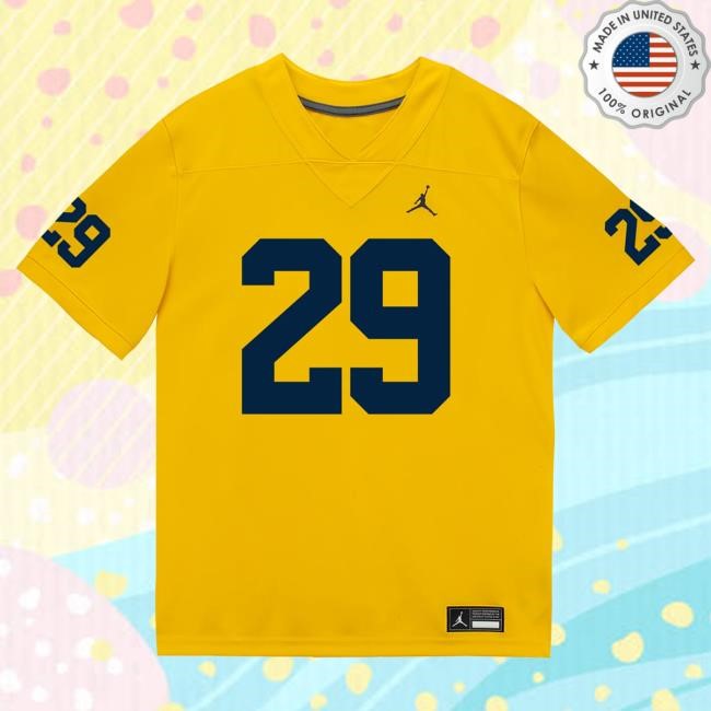 The M Den Michigan Wolverines #29 Chase Taylor Student Athlete Maize Football Jersey T Shirt