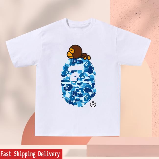 Official BAPE Shop Clothing Store Merch Abc Blue Camo Milo On Big Ape T-Shirt