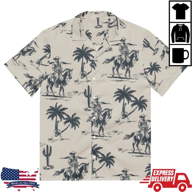Official Wyatt Flores Merch Shop Wyatt Flores Vacation Cowboy White Hawaiian Top Shirt