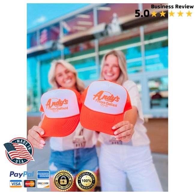Official Andy's Frozen Custard Neon Orange Otto Mesh Trucker Hat